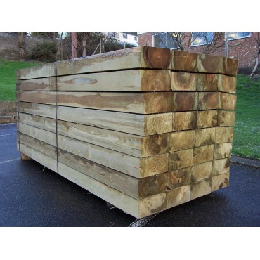 Sleepers - New Green Treated Softwood Railway Sleepers 250mm x 125mm x 2.4m